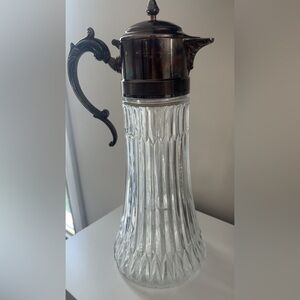 VINTAGE Italy glass and silver plated pitcher/decanter